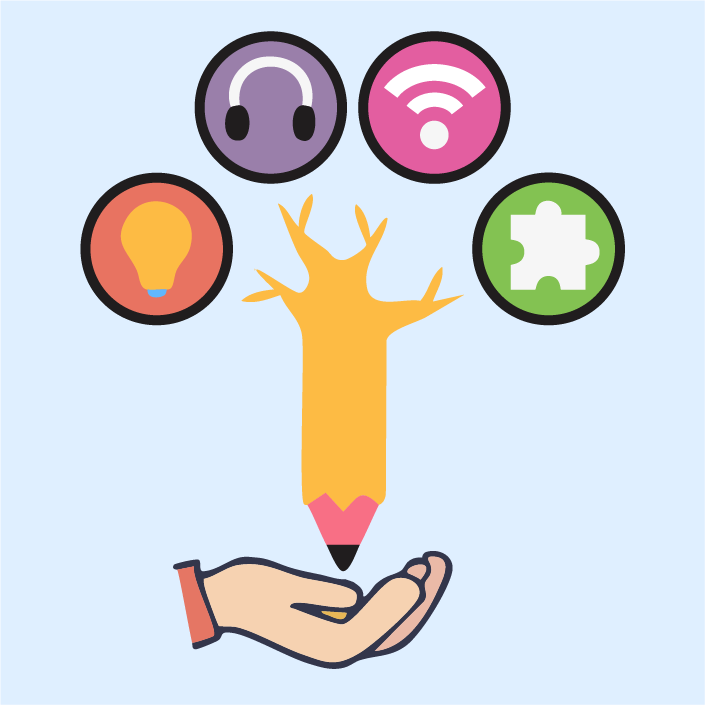 A star and book icon indicating support for early learning.